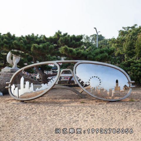 城市不锈钢眼镜景观雕塑