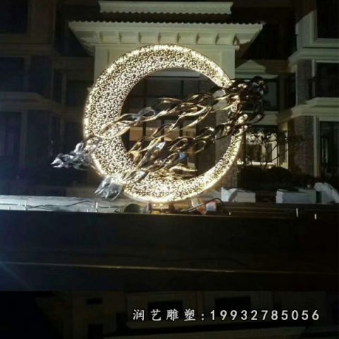 小区不锈钢鲤鱼跃龙门雕塑