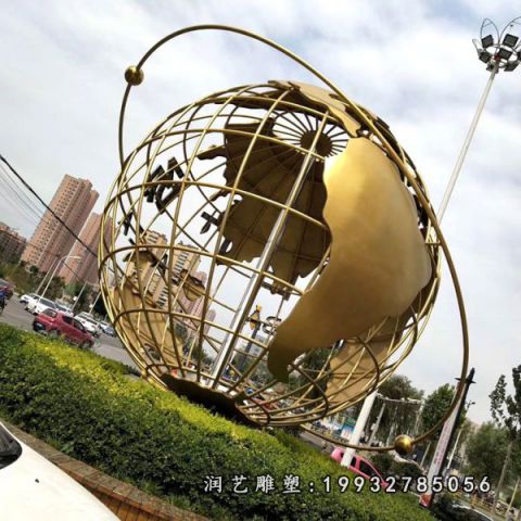 小区不锈钢地球仪雕塑