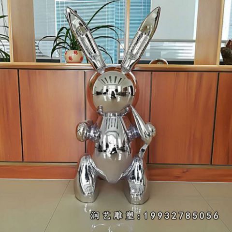 街道不锈钢兔子雕塑