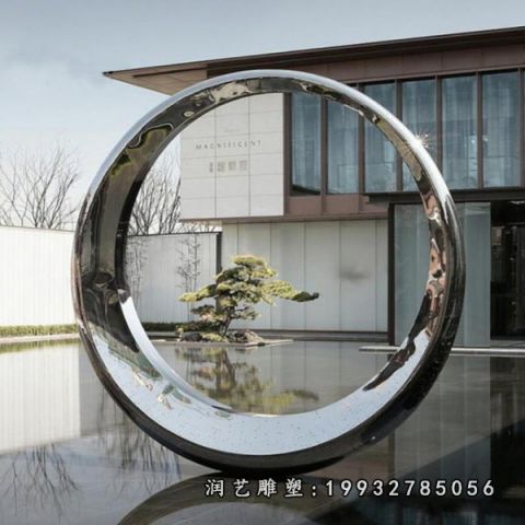 酒店不锈钢圆环雕塑