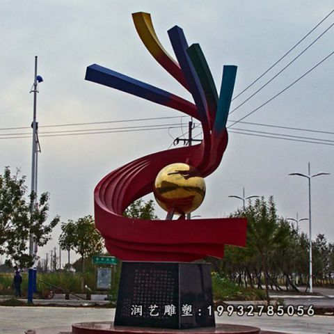 企业不锈钢彩带雕塑