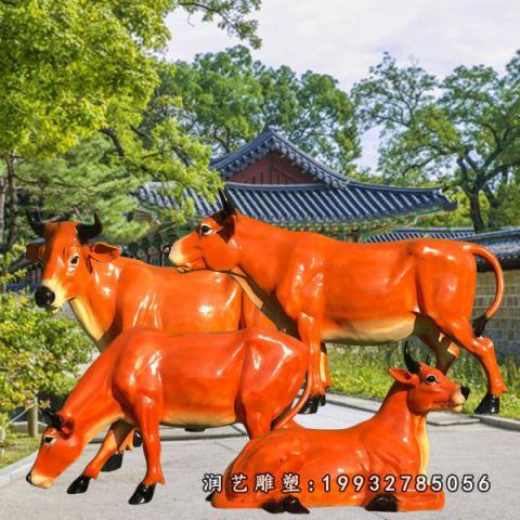 草坪玻璃钢黄牛雕塑