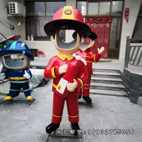 玻璃钢城市消防员雕塑