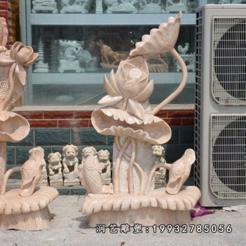 小区荷花景观石雕