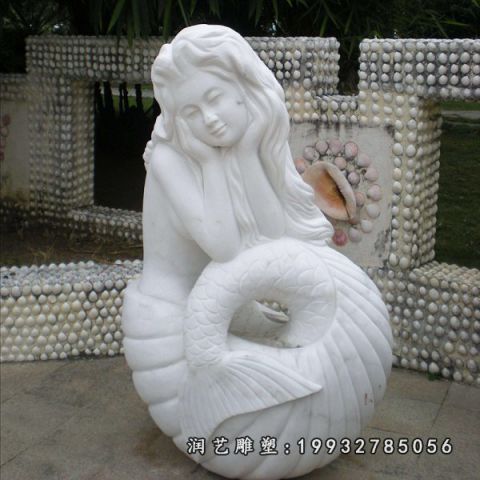 小区美人鱼石雕