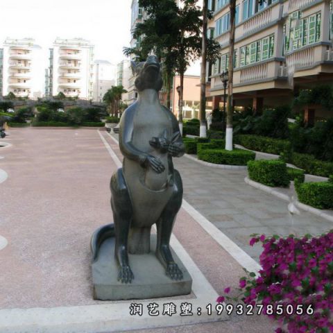 公园袋鼠动物石雕