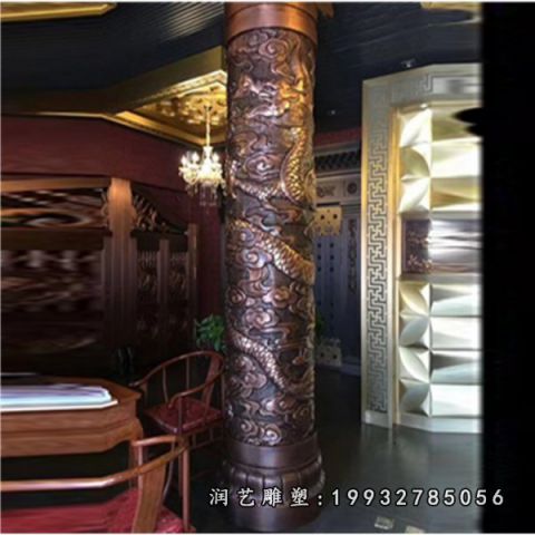景区龙柱景观铜雕