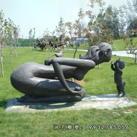 公园母子人物铜雕