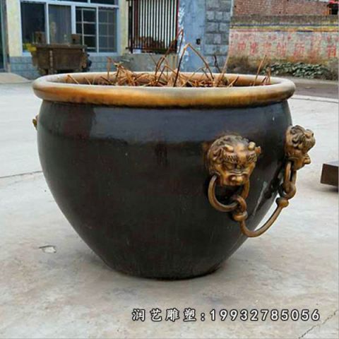 企业水缸景观铜雕