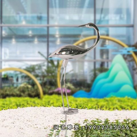 广场不锈钢仙鹤雕塑