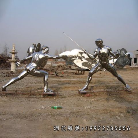 城市不锈钢击剑雕塑