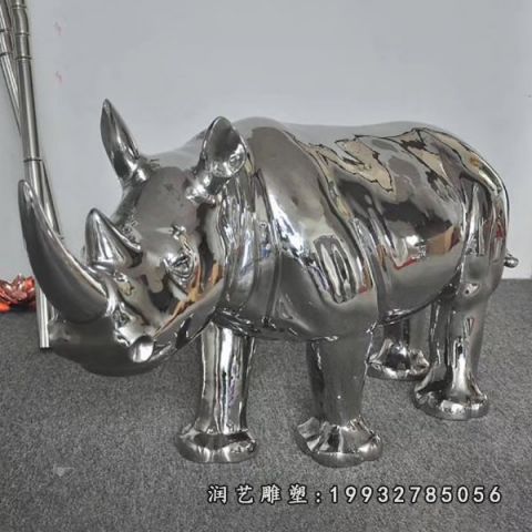 园林不锈钢犀牛雕塑