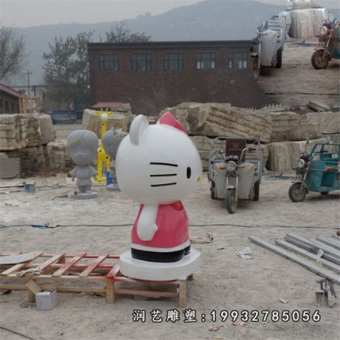 公园玻璃钢kt猫雕塑