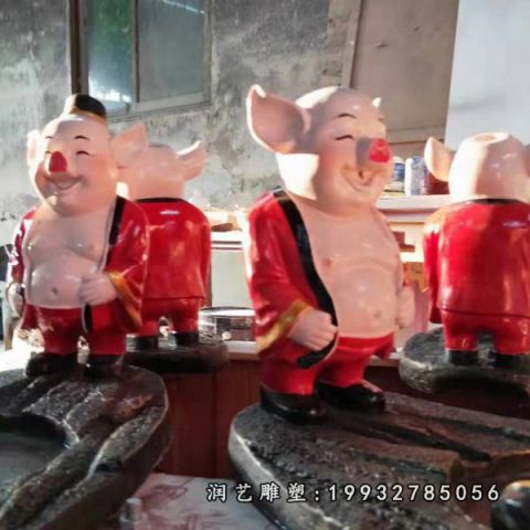 玻璃钢卡通猪八戒雕塑