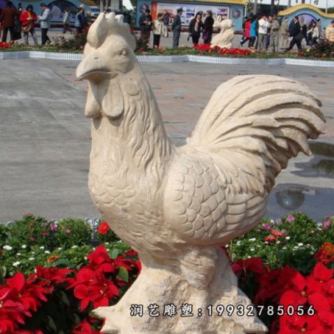 景区鸡动物石雕
