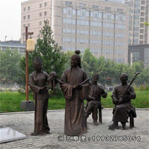 公园演奏人物铜雕