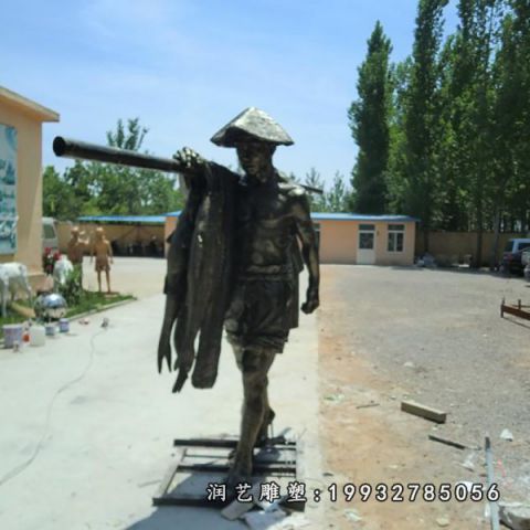 景区鱼文化人物铜雕