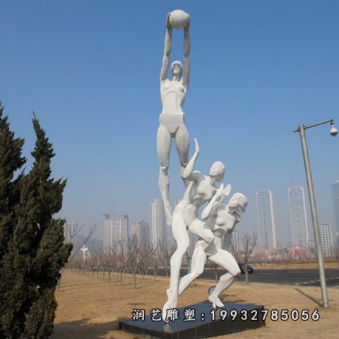 园林不锈钢打篮球雕塑