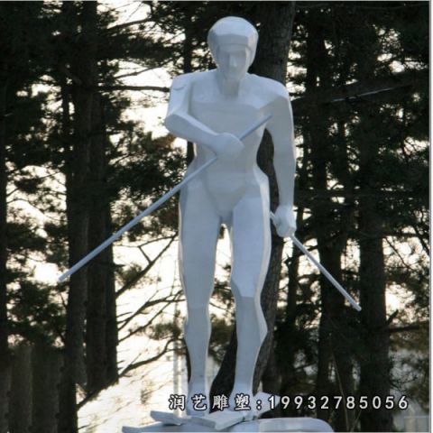公园不锈钢滑雪雕塑