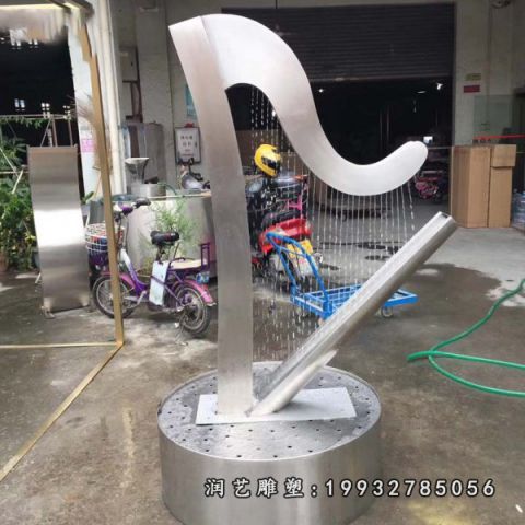 城市不锈钢抽象竖琴雕塑