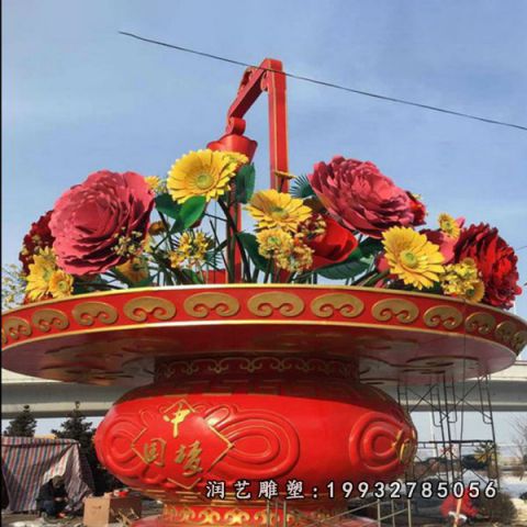 园林不锈钢花篮景观雕塑