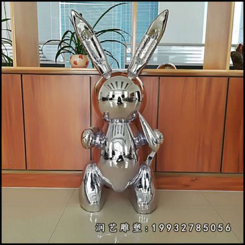 公园不锈钢兔子雕塑