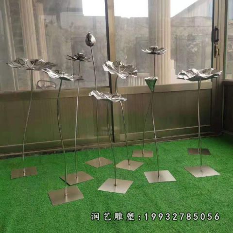 景观不锈钢荷叶雕塑