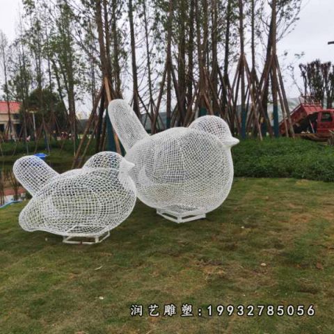 不锈钢小区鸟雕塑