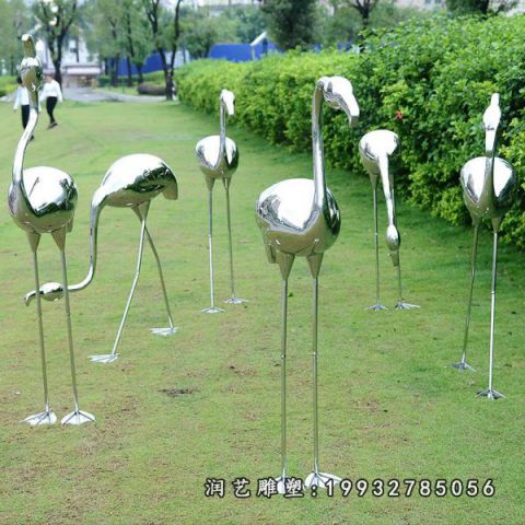 不锈钢动物火烈鸟雕塑