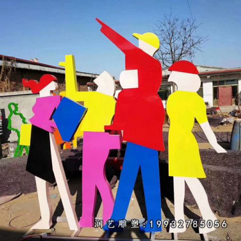 小区不锈钢购物雕塑