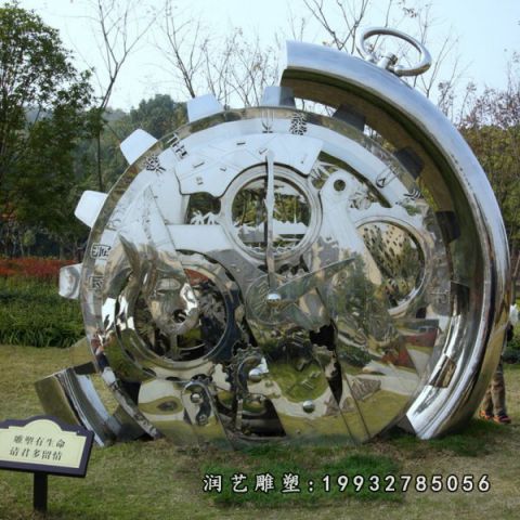 小区不锈钢齿轮雕塑
