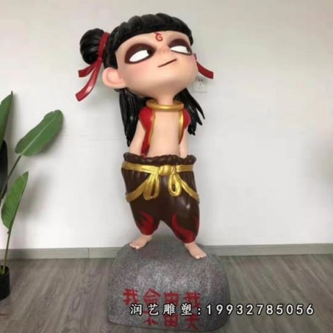 小区玻璃钢哪吒雕塑