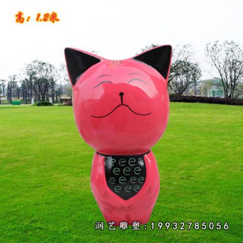 玻璃钢彩绘猫雕塑