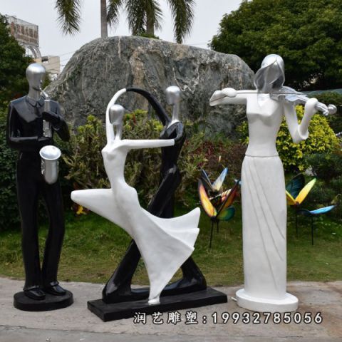 酒店玻璃钢跳舞雕塑