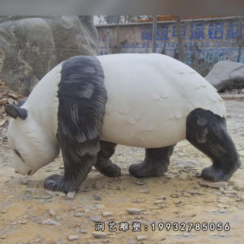景区熊猫动物石雕