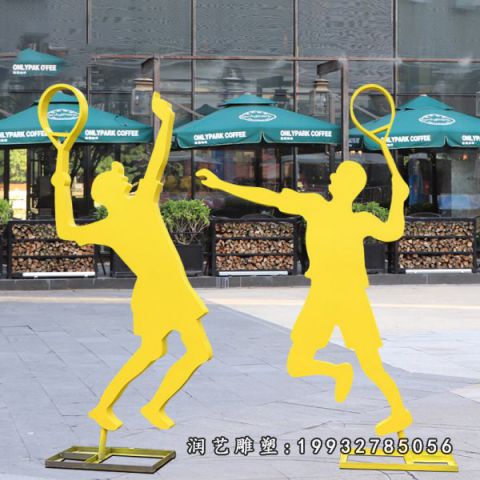 街道不锈钢打羽毛球雕塑