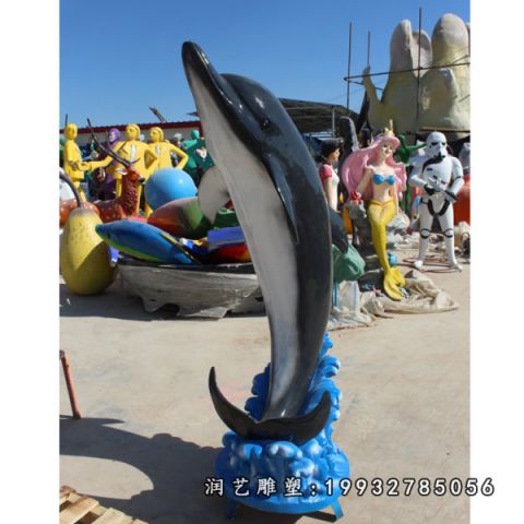 街道动物玻璃钢海豚雕塑