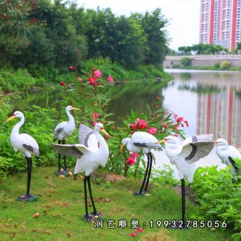 玻璃钢仿真白鹭雕塑