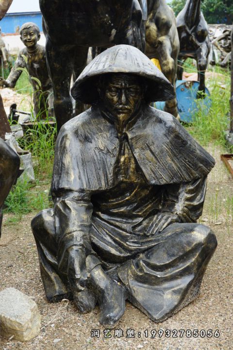 草坪姜太公古代人物铜雕