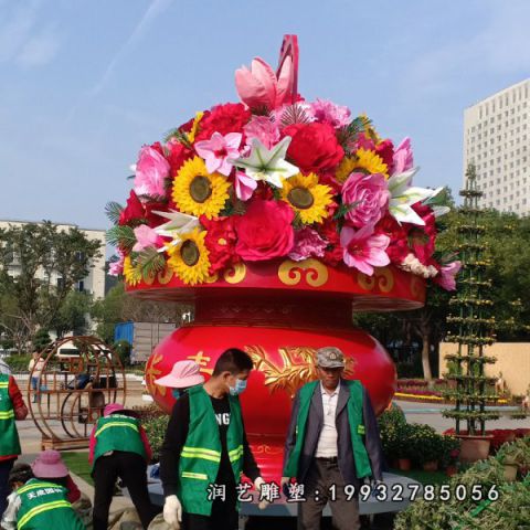 广场不锈钢花篮雕塑