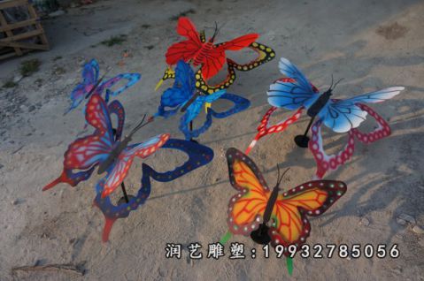 动物不锈钢蝴蝶雕塑