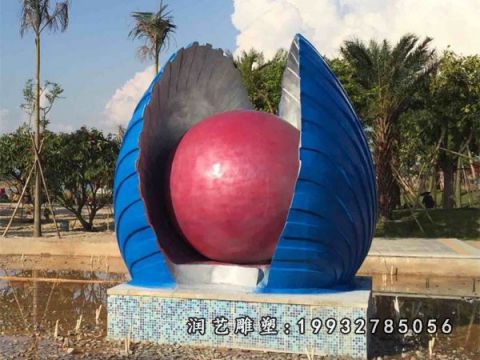户外玻璃钢贝壳雕塑