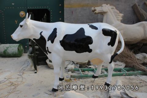 企业玻璃钢奶牛雕塑