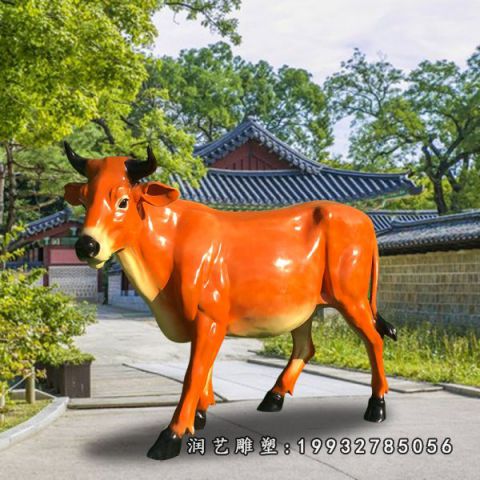 景区玻璃钢黄牛雕塑