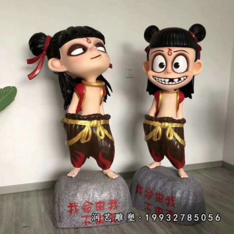 商场玻璃钢哪吒雕塑