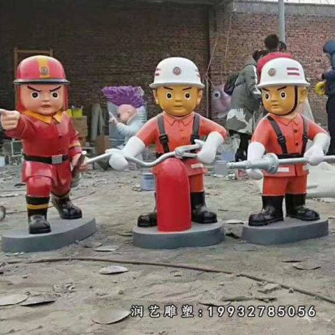 企业玻璃钢消防人物雕塑