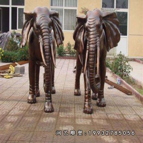 小区大象动物铜雕