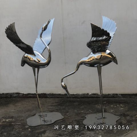 不锈钢小区仙鹤雕塑