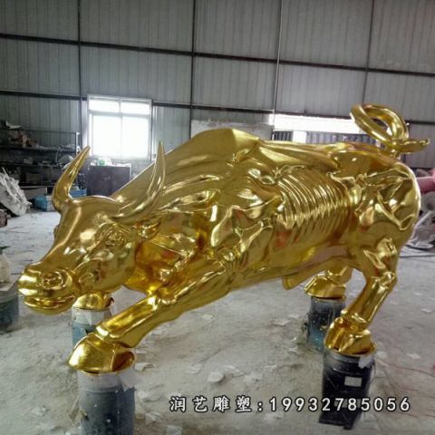 公园不锈钢牛动物雕塑